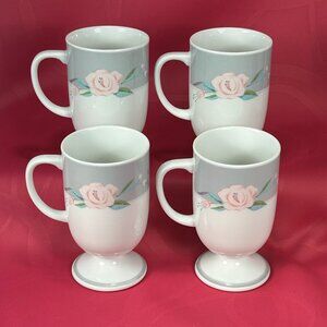 set of 4 Saltera Japan Victorian Rose footed tea/coffee mug